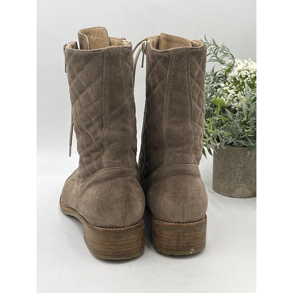 Russell & Bromley Tan Suede Atomic Quilted Stomper Lace Zip Boot Sz 39.5/9 - Picture 3 of 13